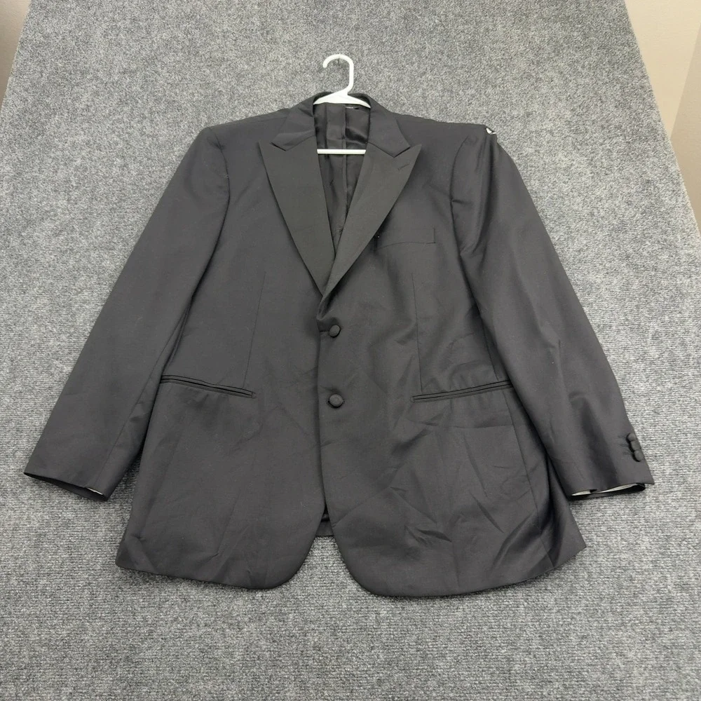 Saks Fifth Avenue Ermenegildo Zegna Blazer Mens 46 Black Wool Double Vent Formal